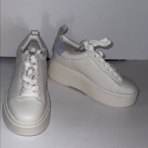 $215 Ash As Move S White Leather and Lavender Platform Sneakers Women’s Size 37